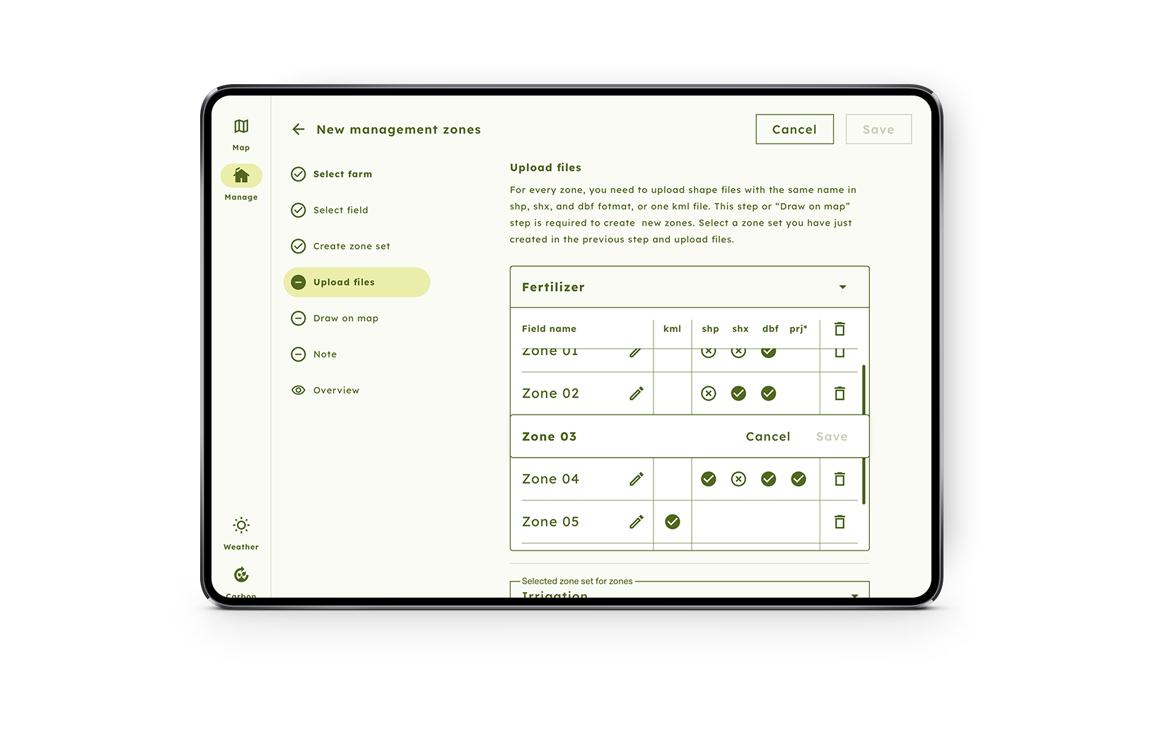 FARM42 tablet controls